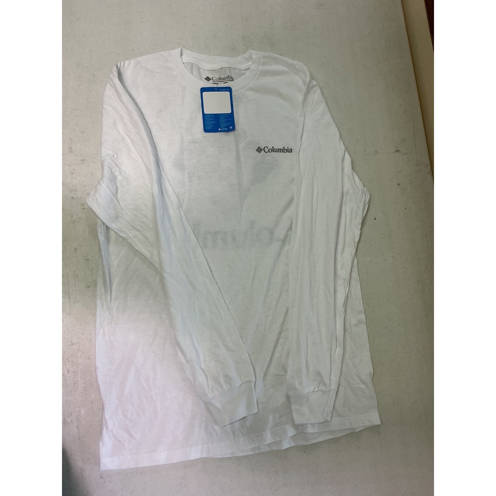 Columbia Sportswear Mens White Long Sleeve Graphic T-Shirt Camo Logo Size M